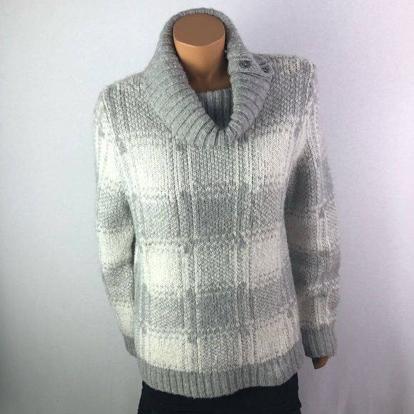 Tommy Hilfiger Sweaters - Tommy Hilfiger plaid gray wool blend sweater Sz L